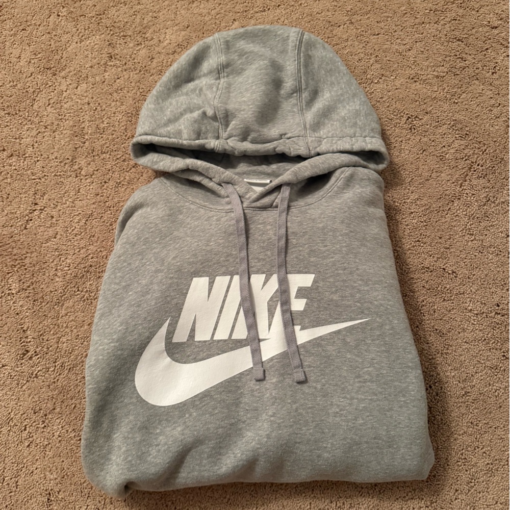Nike Heather Gray Hoodie with White Logo